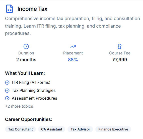 Income Tax Course at NEXTGEN Institute – Learn ITR Filing, Tax Planning & Compliance.